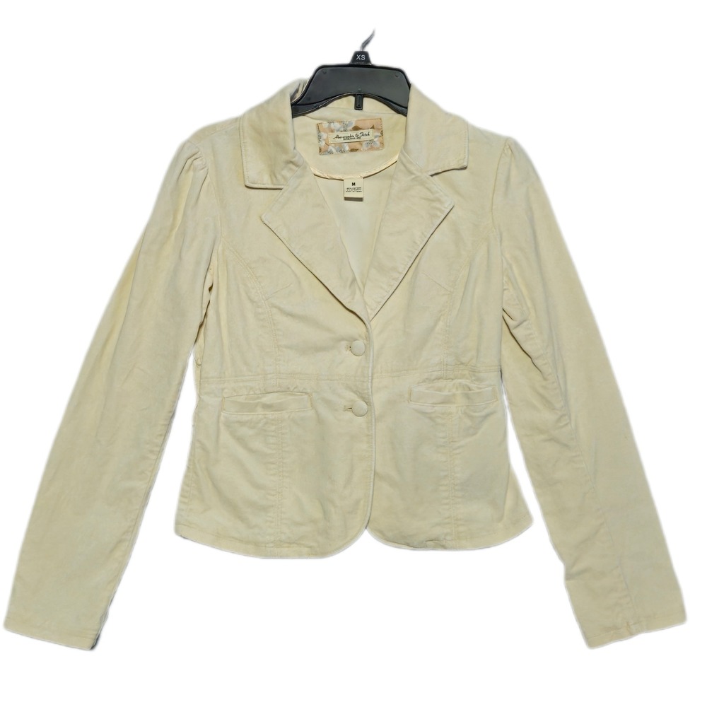 Abercrombie & Fitch Blazer Womens M Cream Corduroy Puff Shoulder Jacket